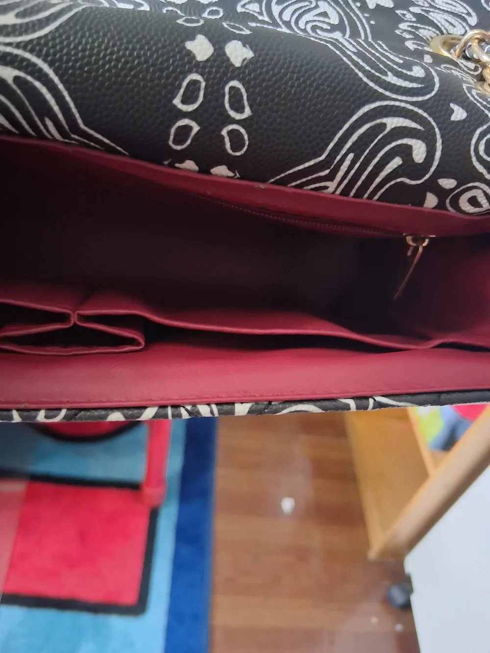 Quilted Black & White Paisley Crossbody Bag NWOT